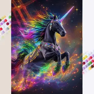1 set of DIY diamond painting kit, 5D diamond art kit, DIY decoration rainbow unicorn mosaic, diamond art, DIY art home decoration