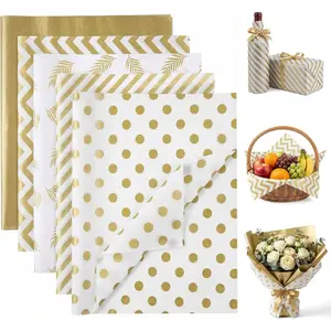100 Sheets Tissue Paper Bulk, 20 x 14 Inch Metallic  Wave Stripe Tissue Paper for  Wrapping Birthday Wedding