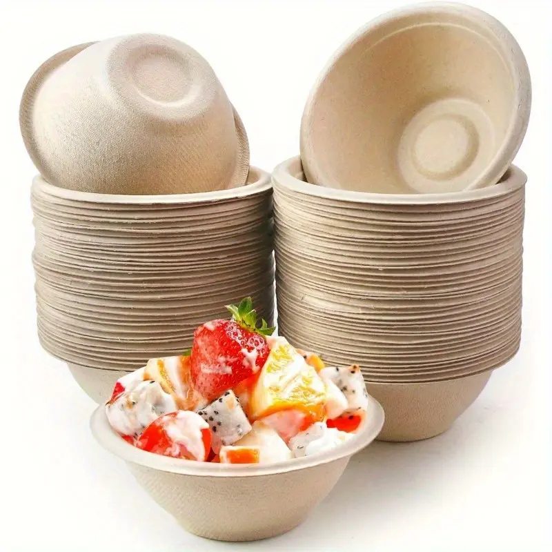 50-Piece Disposable Bowls Supplies Disposable Tableware Supplies - Disposable Products - Compostable & Recycled Paper For Soup, Chili, Salad, Desserts, Snacks - Perfect For Outdoor Picnics & Parties