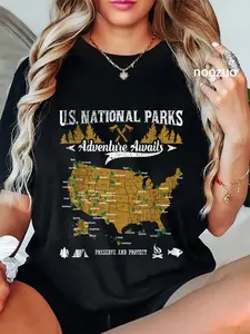 100% Cotton US National Parks Adventure Awaits - Hiking & Camping Lover T-Shirt