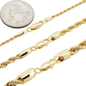 14k Yellow Gold Filled 2-6mm Rope Chain Necklace Bracelet 8”-24”