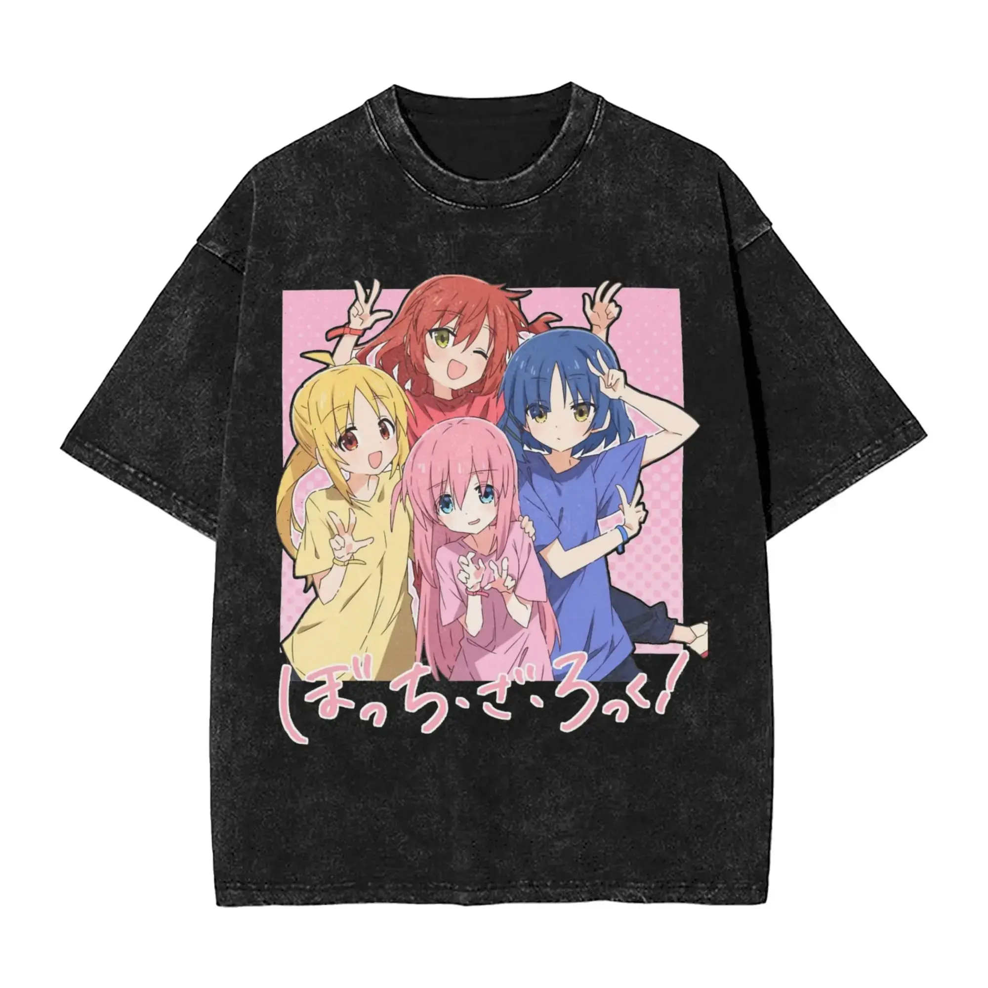 valentine shirts Washed T Shirts Bocchi the Rock Nijika Hip Hop Vintage T-Shirts High Street Girl Streetwear Short Sleeve Tops Tees for Men Women