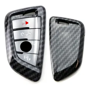 iJDMTOY Exact Fit Gloss Metallic Carbon Fiber Pattern Smart Remote Key Fob Shell For BMW X1 X4 X5 X6, 5 Series, 7 Series; For Toyota Supra