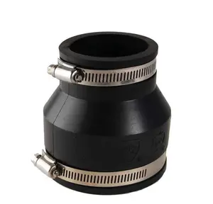 Avalon Rubber Flex Piping Fitting and Coupling Unparallel 3 x 1-1/2" Black with Silver Band for Piping Systems