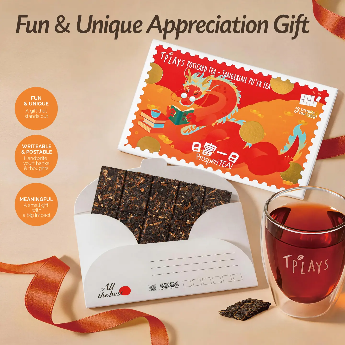 ProsperiTEA Postcard Tea Gift | Good Luck & Success Gift | Write Your Own Message | New Job Business Graduation Gift