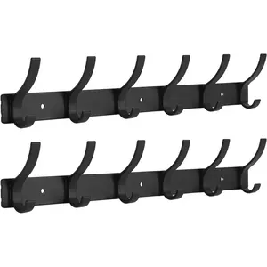 Coat Rack Wall Mount, Wall Hooks for Hanging, Entry Coat Hooks Coat Hanger, Hat Rack Holder for Wall, Key Holder Purse Racks, Towel Rack for Bathrooms (2 Pack, Black)