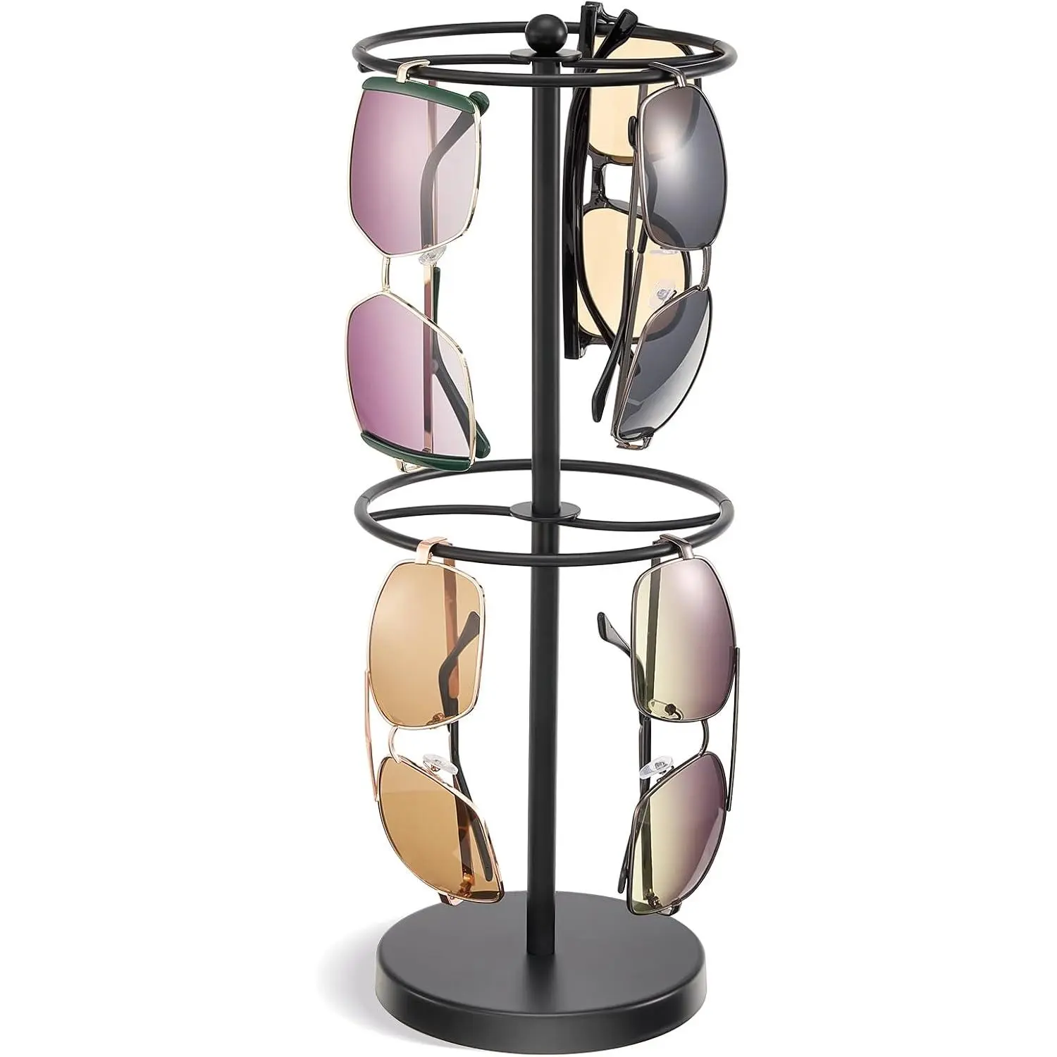 Sunglasses Organizer Glasses Display Stand, Eyewear Storage Holder Double-layer Rack for Dresser Countertop Up to 18 Paris of Eyeglasses -Black
