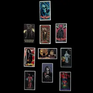 Santa Muerte Prayer Cards -  Pack of 10 Unique Designs for Spiritual Practices. Take all 10 prayer cards with different prayers and designs on each card.
