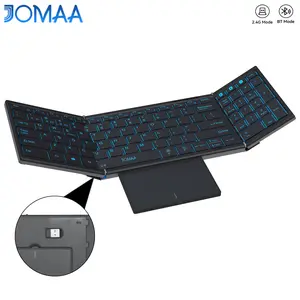 JOMAA USB Bluetooth Backlit Folding Keyboard with Touchpad Numberic Pad Rechargeable USB Foldable keyboard for windows Mac os