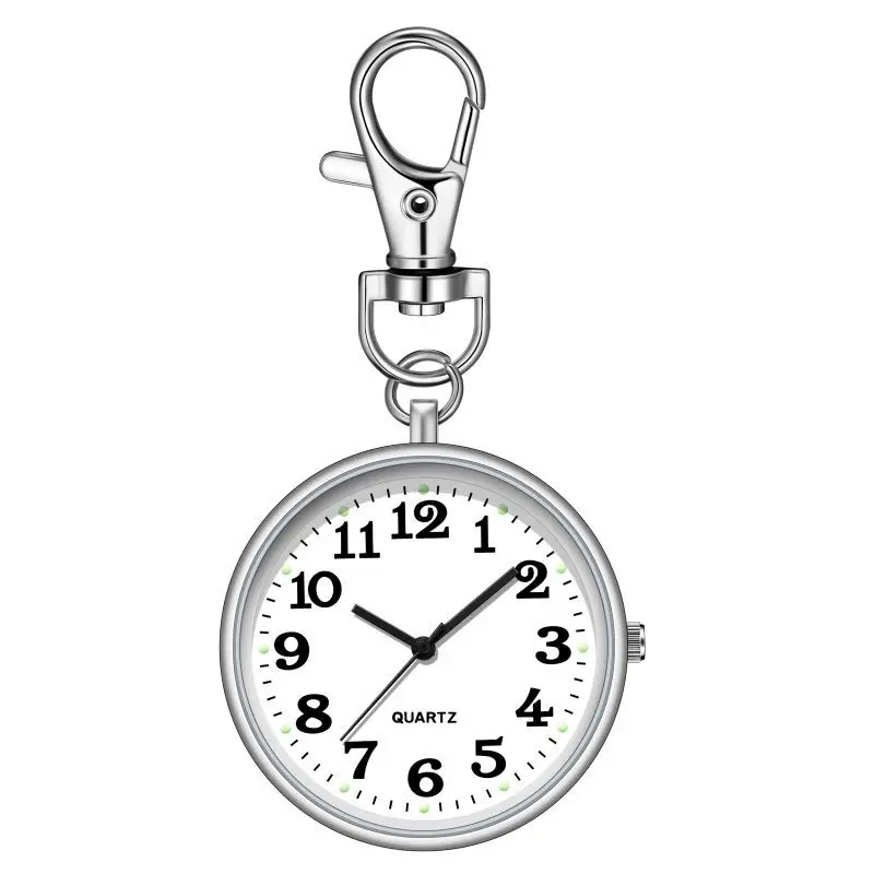 Fashion Simple Pocket Watch Quartz Backpack Belt Fob Watch Clip On Key Buckle Clock, Pocket Watch Clip with Key Chain Hanging - Practical Accessories