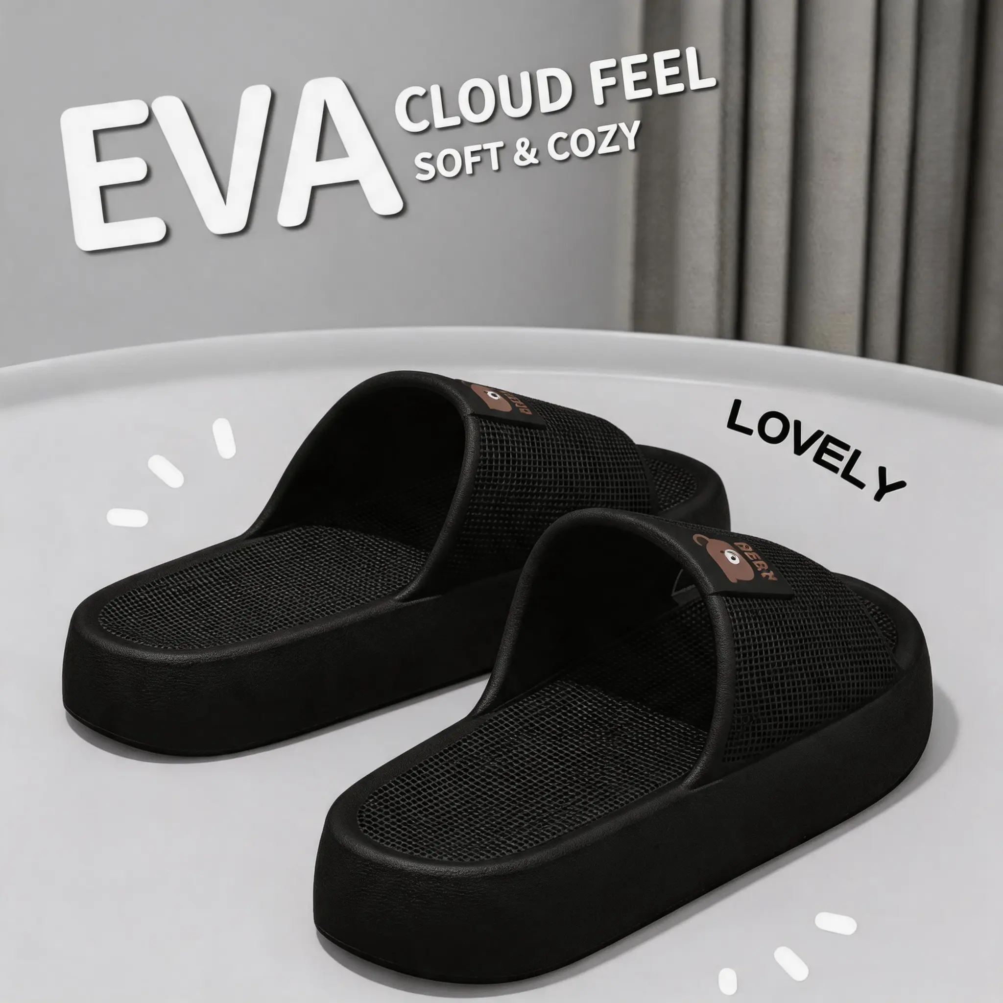 Summer Casual Men's and Women's House Slippers, Thick Soles, Matching Pairs, Lightweight and Durable, Open-Toe Design, EVA Material, Non-Slip Slippers