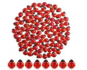 100PCS Mini Luminous Ladybug Miniature Figurines,Glow in Dark Resin Animals Ladybug Figures for Fairy Garden Micro Landscape Decor Cake Topperr