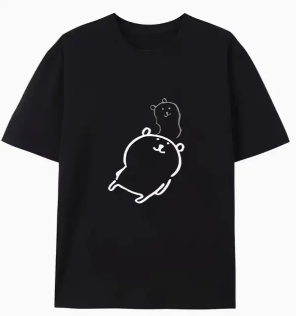 Cute Doodle Spirit Bear Print T Shirt Simple Line Art Cartoon Bear Casual Everyday Cotton Unisex T-Shirt