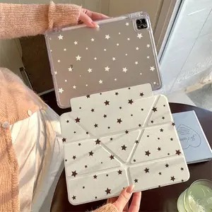Cute Cream Star iPad Case, Compatible with iPad 10/11 Pro, Soft Shell, New Design, Includes Pen Slot, Apple Mini 7 Protector Cover, Tablet Casing, Tablet Protective Cover, Tablet Accessories