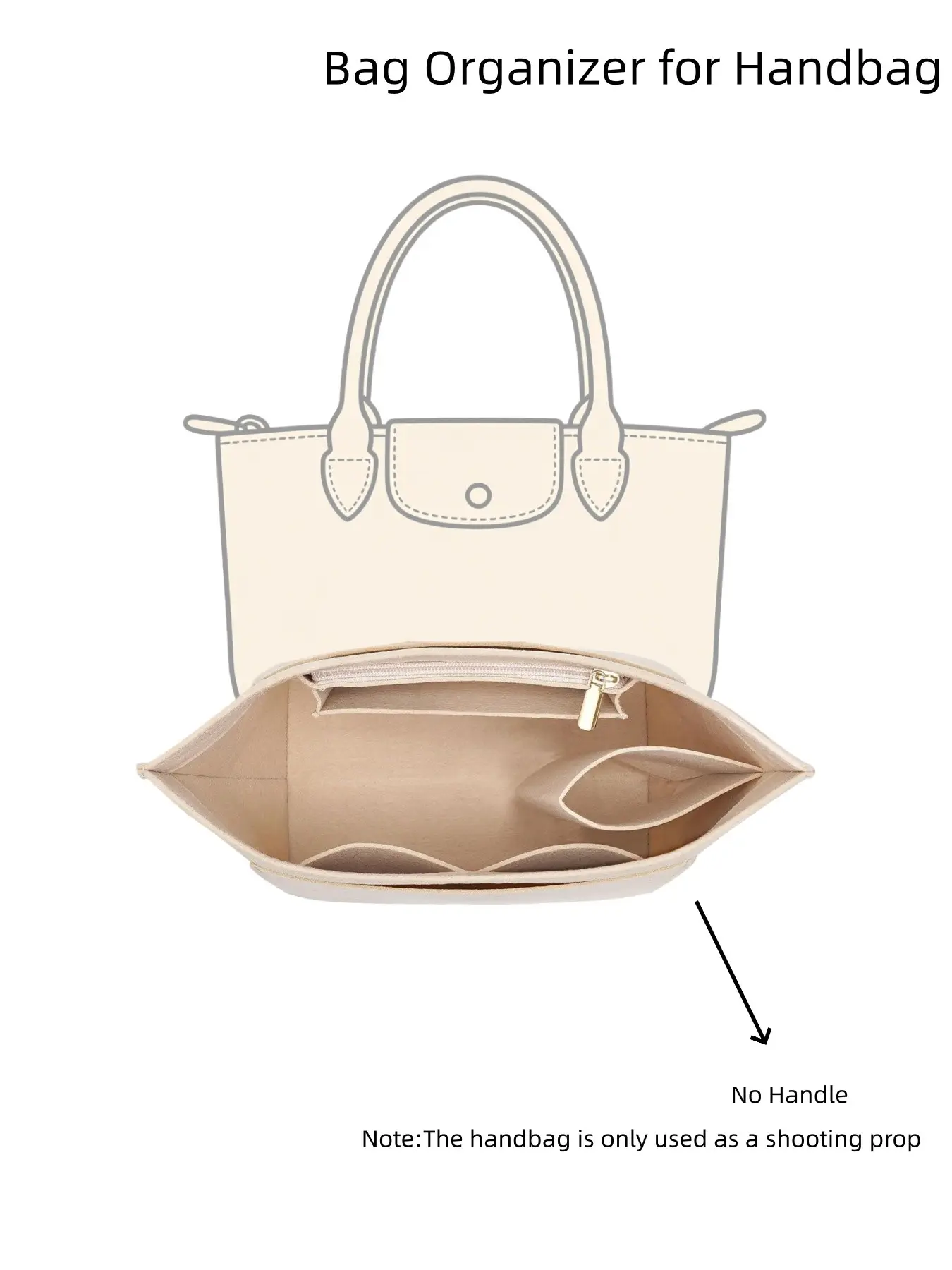 Felt Storage Bag for Handbag, Felt Bag Organizer with Zipper, Purse Insert with a Cup Holde, Handbag Inserts fits Tote Bag and Handbags, Essential Travel Accessory for Women, Travel Organization Pouch, Storage Pocket, Organizing Pouch, All Seasons Use