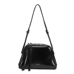 Oil Wax Leather&Flocked Lining Women's Single Shoulder Bag