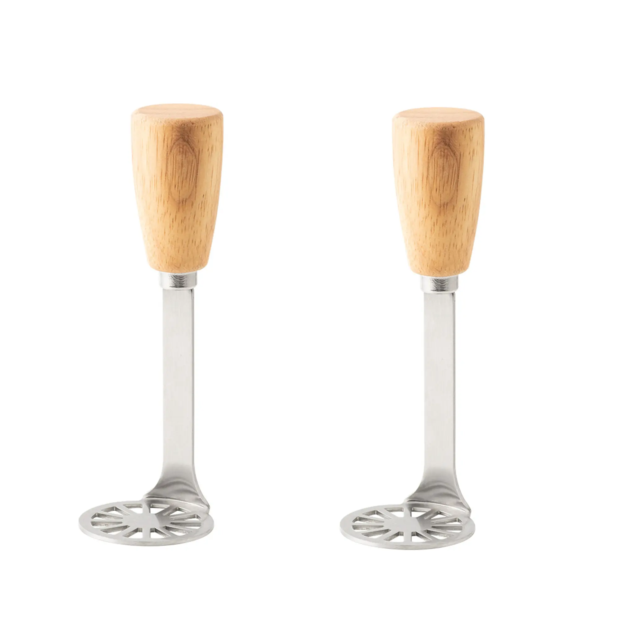 2 Count Professional Mini Masher Kit for Avocado Potato and Beans Stainless Steel Wood Handle