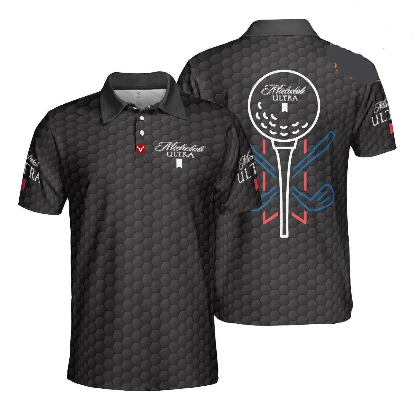 Vexil Brand Ft Beer Michel0b Ultra Golf Black Polo Shirt All Black Print 3D Polo Shirt Idea Gift Beer Lover Casual Activewear