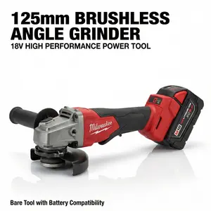 Milwaukee M18 125mm Brushless Angle Grinder With 8500Rpm Max Speed For Metal Fabricators Cutting Rebar, Angle Iron, Or Stainless Pipe On Jobsite grade professional electric driver multifunctional tool