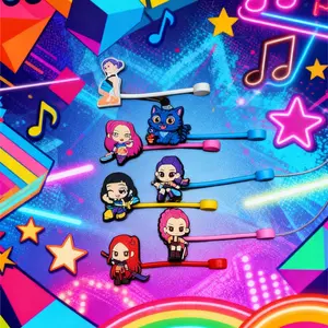 K-Pop New Hunter Girl Group Straw Hat, Creative Cartoon Soft Gel Straw Cover, Dustproof Party Straw Cap, Unique Design, Fun, Drinkware