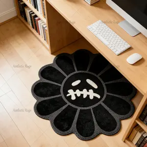 Fashion Vintage Round Floral Carpet, Creative Design Home Decor Mat, Soft Comfortable Plush Foot Pad, Hand Wash Only, Floral Pattern Rug, Round Floral Rug