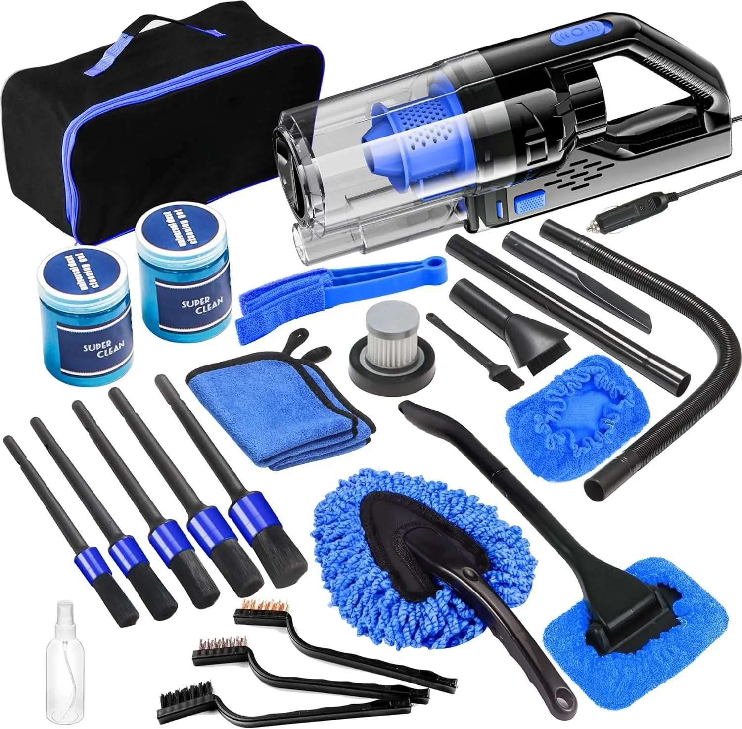 Auto Interior Detailing Comprehensive Cleaning Kit - Corded High-Power Handheld Vacuum, Detailing Brush Set, Windshield Cleaner, Cleaning Gel, Microfiber Towel - Portable for Cars, Ideal Birthday/Graduation/Mother’s Day Gift, Handheld Vacuums