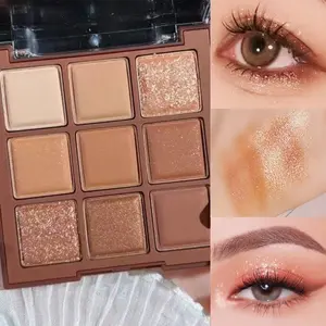 Nine Color Eyeshadow Palette, Matte Satin Finish, Long Lasting Waterproof, Beginner Friendly, Multi-Functional Eye Shadow, Glitter Shimmer Eyeshadow, Shimmer Matte Eyeshadows