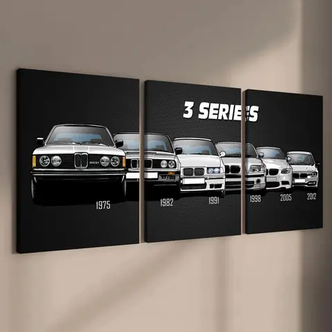 Car Series Canvas with Wooden Frame, 3 Counts Modern Art Car Pattern Wall Decor Painting, Creative Modern Decoration, Decorative Artwork, Hanging Wall Art, Indoor Decoration, Wall Art Decor for Home Living Room Bedroom Office