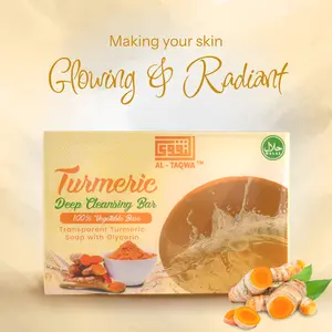 AL-TAQWA Turmeric Skin Cleansing Soap - Natural Glow Face & Body Cleanser for Acne Dark Spots & Scars Gentle for All Skin Types 90g Coconut Facial Unisex Daily Moisturizing