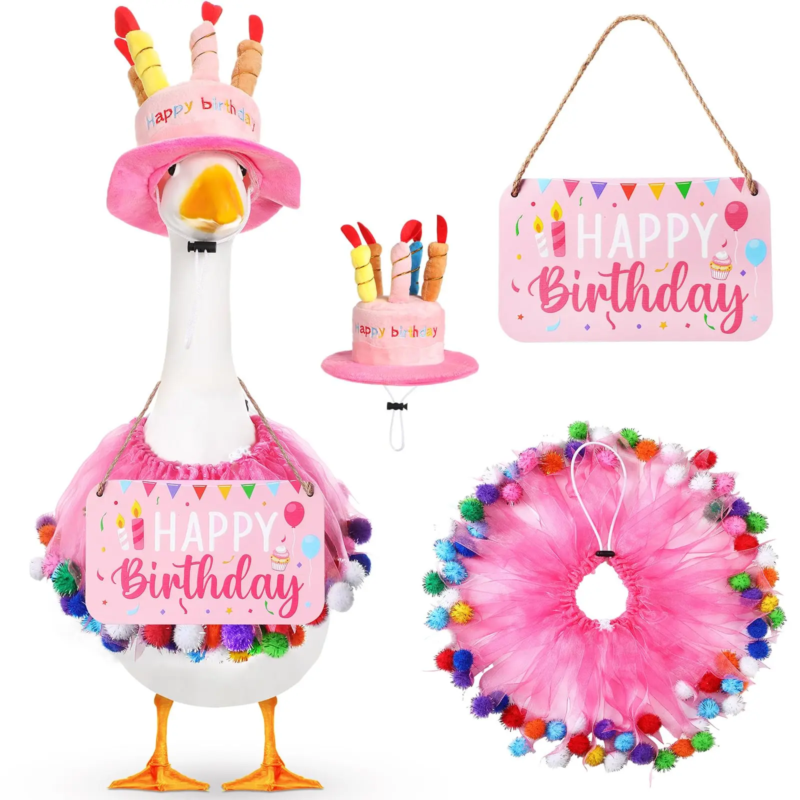 Birthday Porch Goose Outfit for 23inch Plastic/Cement Goose Back to School Classroom Goose Outfit Millennialmom First Day of School Porch Goose Costume Lawn Goose Clothes for Preschool Kindergarten Teachers Gifts