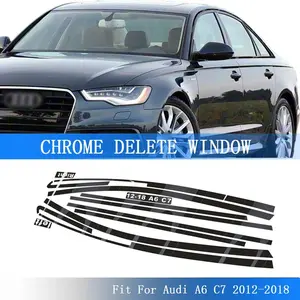 For Audi A6 C7 2012-2018 sedan Window Trim Chrome Delete Sticker Glossy Black Exterior Modification Decal