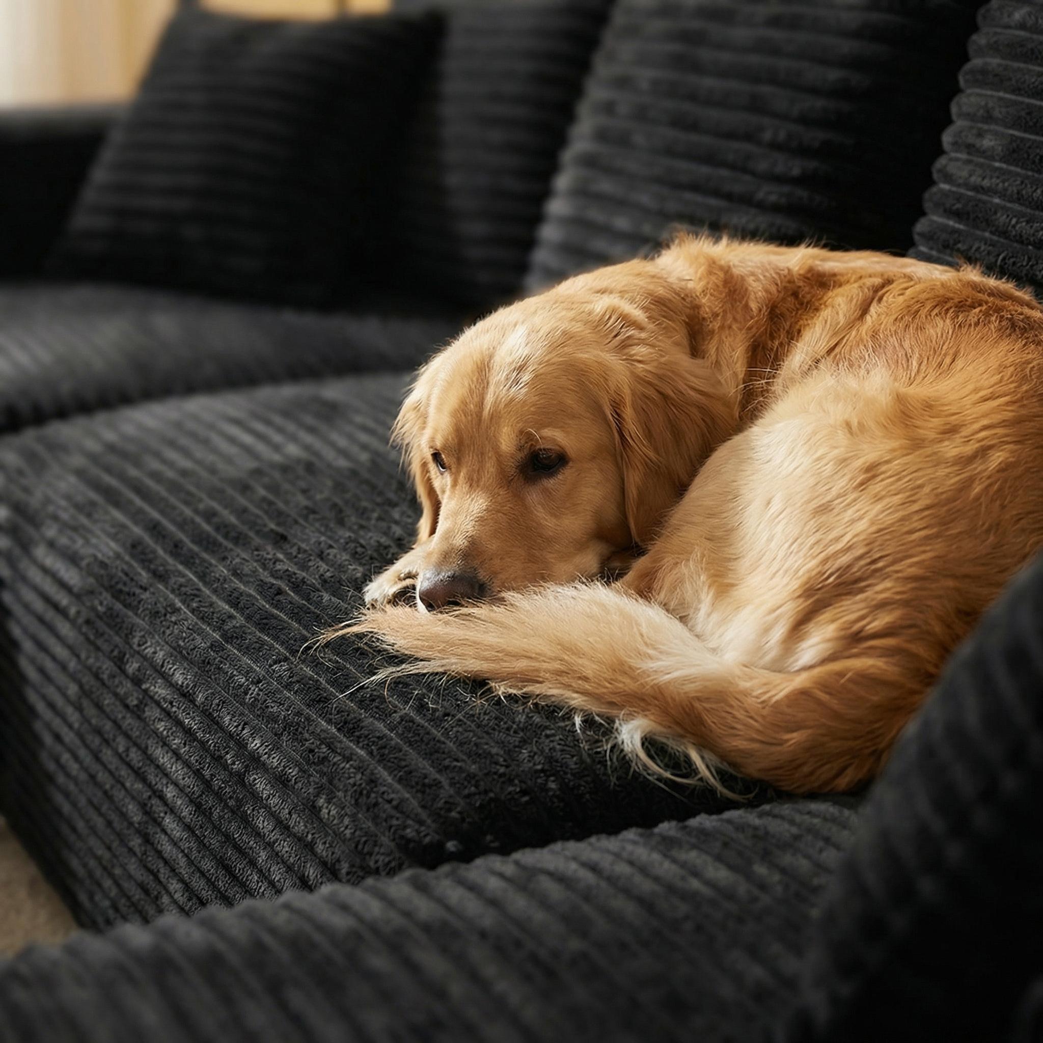 [3 Packages Shipping] Upgraded Elevated L-Shaped Sofa with Metal Iron Frame 105" Boneless Sectional Cloud Couch Corduroy Velvet Modular with Chaise No Assembly Required Living Room Furniture