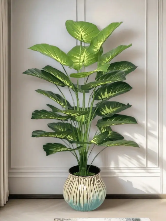Large Artificial Money Tree Leaves | Tropical Wide Leaf Faux Greenery | Indoor & Outdoor Decorative Plant | Modern Home & Garden Decor Pot not included