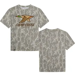 Mossy Oak CAMP CREEK Outdoors Original Bottomland Camouflage Camo Tee – Soft & Breathable Tshirt