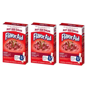 SINGLES TO GO! FlavorAid Aguas Frescas, Cherry Flavor, Powdered Drink Mix, 6 Sticks Per Box, Each Stick Makes 2 Quarts, Pitcher Packs and Great Flavors (Pack of 3)