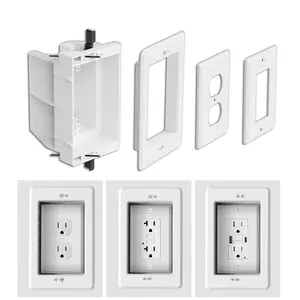 Recessed Outlet Box for Wall Mount TV, Antenna, Phone and Cable TV, Fits GFCI and Standard Outlet, Ideal for Old and New Construction