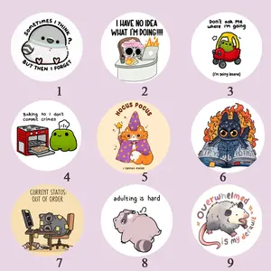 Funny Relatable Button Pins – Cute Introvert & Overwhelmed Meme Badge for Backpack, Jacket, College Gift