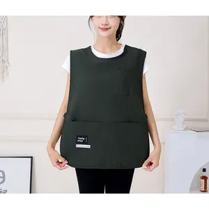 Korean-style home waterproof and oil-proof apron, coffee shop work clothes, vest and extra-large bib apron, Kitchen Apron, Apron with Pockets