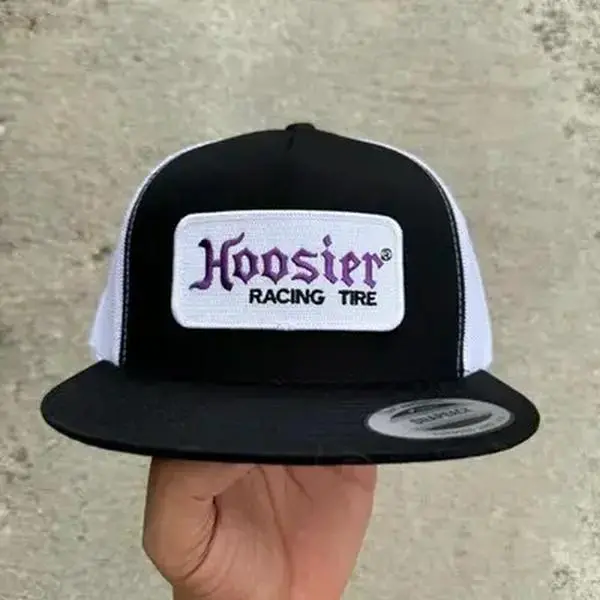Hoosier Racing Tire Trucker Hat, Black White Snapback Cap, Motorsport Racing Style