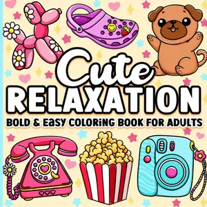 Bold and Easy Coloring Book for Adults: Cute Relaxation Comfy and Groovy Designs for Women Paperback – March 10, 2025