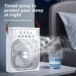 Portable Cooling Fan with Mist | 3-in-1 Personal Air Cooler for Bedroom, Office & Camping | Rechargeable Battery & USB