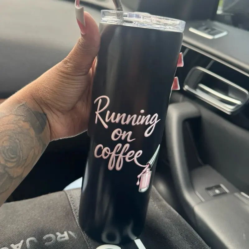 20oz Pink & Black Nail Tech Themed Tumbler Cup