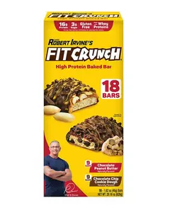 Chef Robert Irvine's FITCRUNCH High Protein Baked Bars, Variety Pack 18 ct. Snack Chocolate