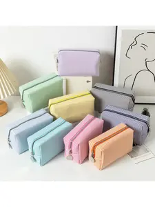 New Hot-Selling Cross-Border Bubble Gauze Makeup Bag Large Capacity Toiletry Bag Striped Travel Storage Pouch Solid Color Clutch