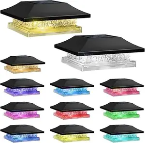 Viewsun 12 Pack Solar Post Cap Lights, Outdoor Fence Solar Powered Cap with 4 Lighting Modes Waterproof Light Decorative for Deck Patio or Garden Decor, Fits 4x4 Wood Vinyl Posts Christmas
