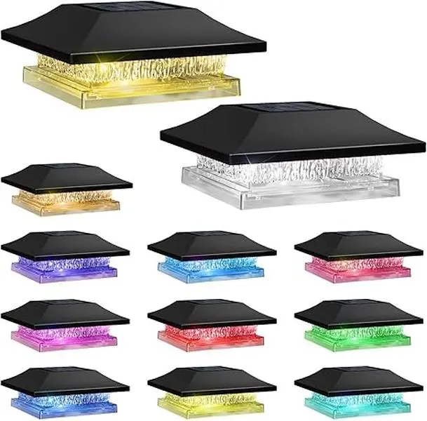 【summerfinds】Viewsun 12 Pack Solar Post Cap Lights, Outdoor Fence Solar Powered Cap with 4 Lighting Modes Waterproof Light Decorative for Deck Patio or Garden Decor, Fits 4x4 Wood Vinyl Posts Christmas