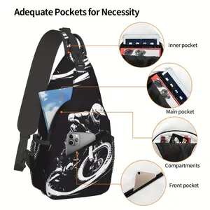 Made in US Crossbody Chest Bag Hiking Backpack Enduro Motorcycle Racer Shoulder Bag Folding Large Capacity Polyester Composite Cloth Durable for Shopping Work Leisure Travel Beach Bag Fishing Backpack