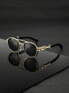 Men's Metal Retro Oval Full Frame Glasses, Hollow Out Design, Fashion Casual Style, Essential Travel Accessory