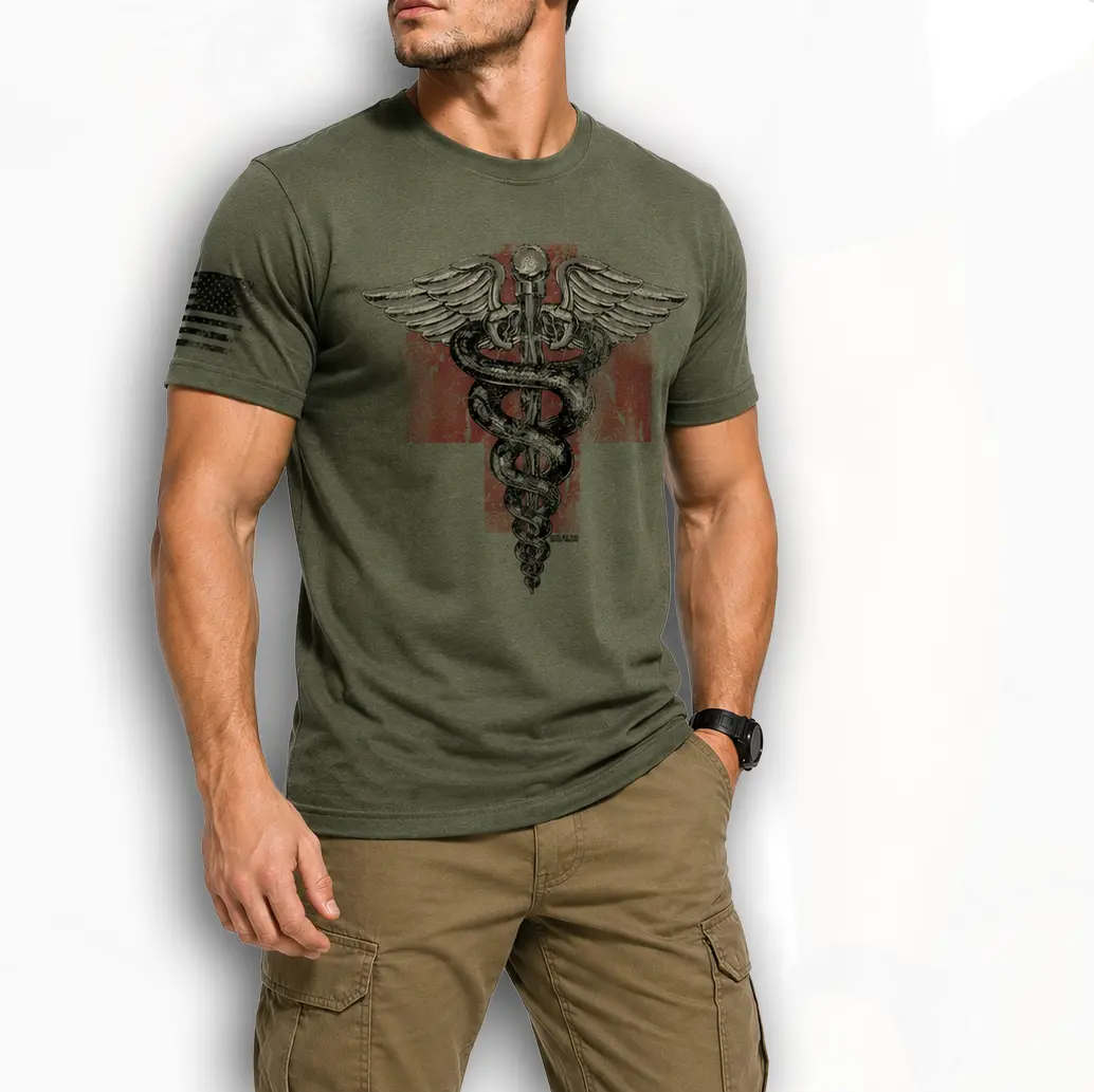 Vintage Medic Military T-Shirt, Retro Combat Medical Graphic Tee, Army Field Hospital Apparel, Veteran Support Gift, Men's Black Cotton Shirt