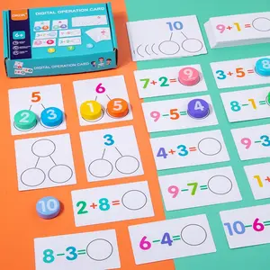 Mathematics learning set, a tool for children aged 3 to 6 to learn mathematics, includes wooden building blocks and flashcards. It is an ideal birthday gift for children and promotes interactive learning.